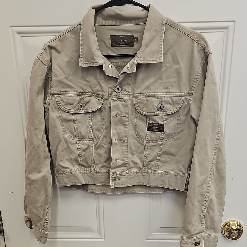 Calvin, Klein, Jeans, Khaki, Denim, Jacket, Crop, Summer, Casual, Office, School